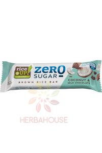 Rice Up Zero Baton de orez fara gluten cu ciocolata cu lapte cu aroma de nuca de cocos fara zahar adaugat (18g) Obrázok pre Rice Up Zero Baton de orez fara gluten cu ciocolata cu lapte cu aroma de nuca de cocos fara zahar adaugat (18g)